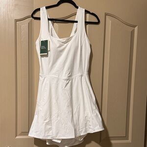 Halara SoftlyZero™ Airy U Neck 2-in-1 Pocket Mini CoolActive Dress White XL NWT
